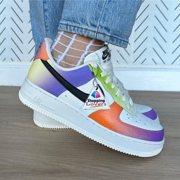 ⭐Nike Air Force 1 Low 07 Womens Shoes 7.5 Purple Orange Ombre Sneaker FD0801-100 - Picture 1 of 15